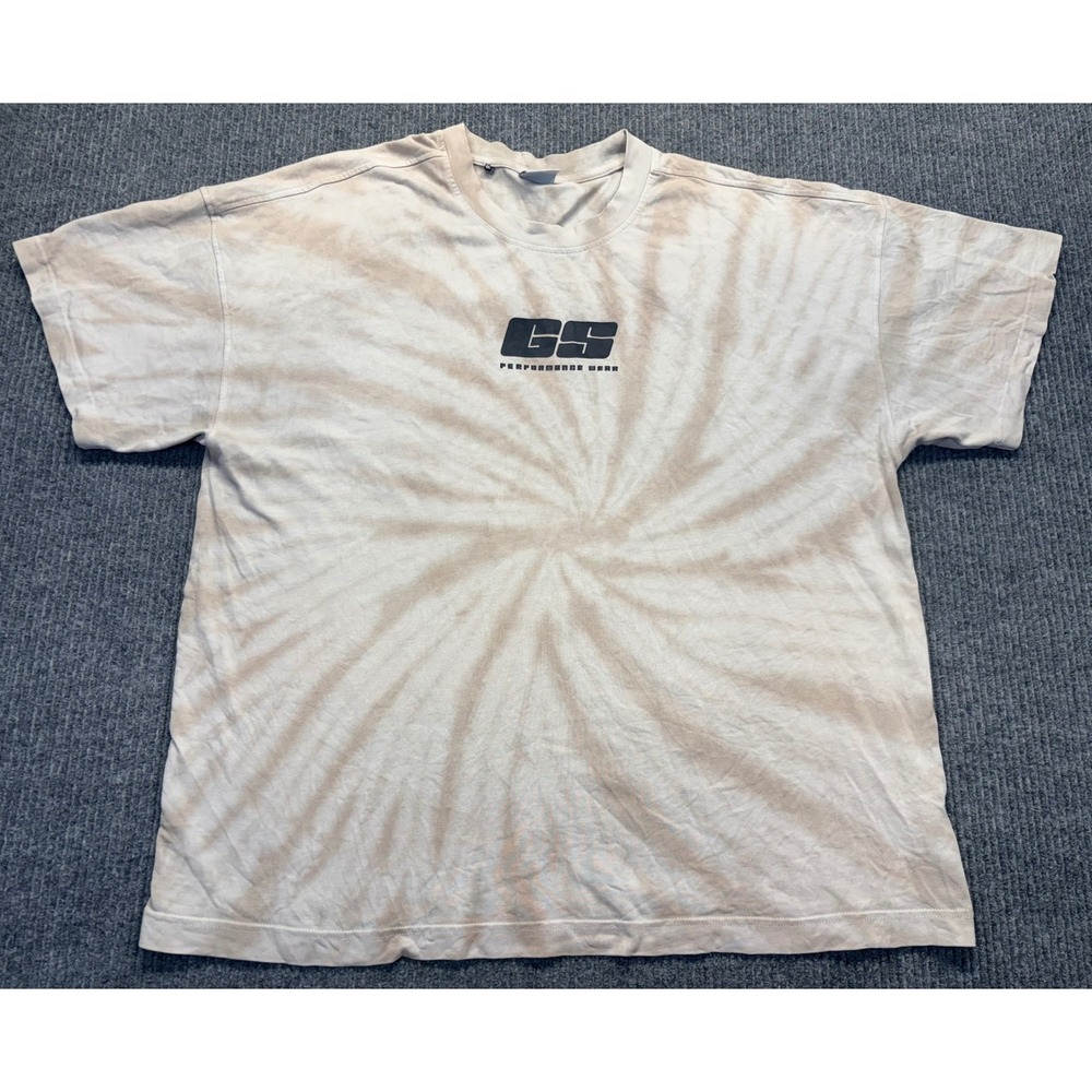Gymshark Mens XXL GS Performance Wear Tie Dye T-Shirt Tan Cream Cotton Tee